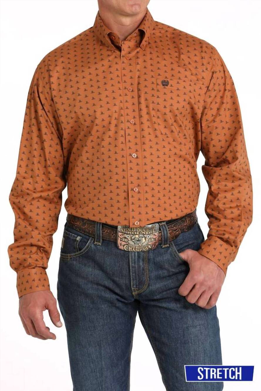 NEW CINCH men's long sleeve classic shirt in gold